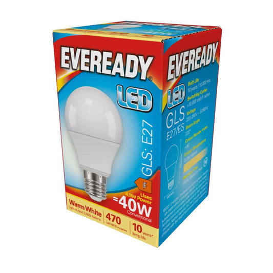 Eveready LED GLS | E27 | 4.9W | 470lm | Warm White 3000K | Single Pack
