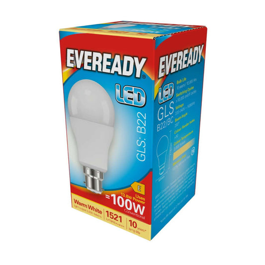 Eveready LED GLS | B22 | 13.8W | 1521lm | Warm White 3000K | Single Pack