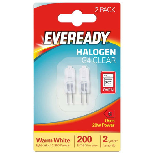 Eveready Halogen G4 Capsule 200lm 20W 2,800K (Warm White) Box of 2