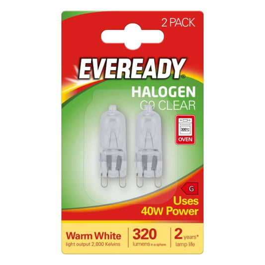 Eveready Halogen G9 Capsule | 40W | 320lm | Warm White 2800K | Pack of 2