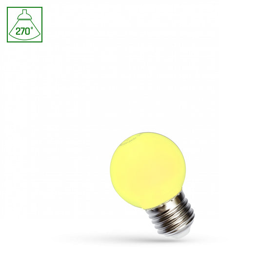 1w Yellow LED Golf Ball Bulb | E27 | Non-Dimmable | 270° beam angle