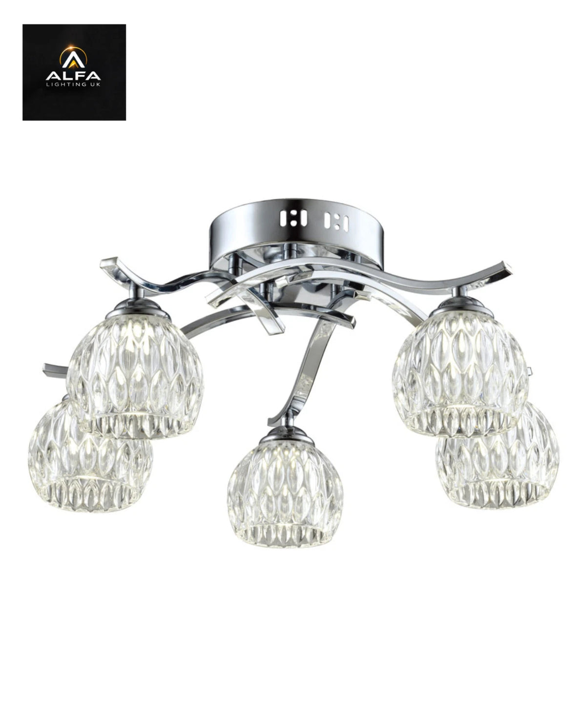 Bravo Lighting | 1158 | TALIA | 5 Light Semi Flush Ceiling Light | Polished Chrome - CLEARANCE