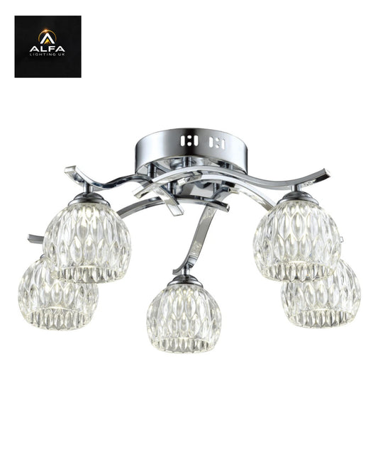 Bravo Lighting | 1158 | TALIA | 5 Light Semi Flush Ceiling Light | Polished Chrome - CLEARANCE