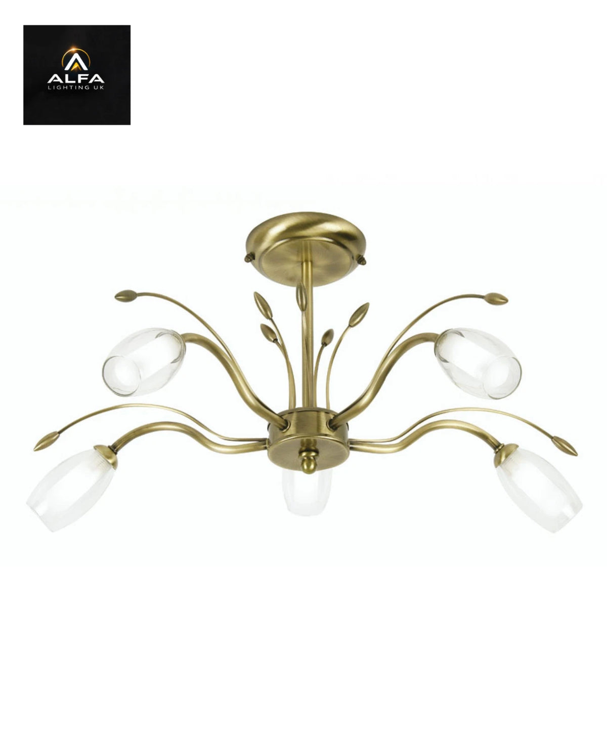 Oaks Lighting | PANDORA | 5 Light | Antique Brass | Semi Flush Ceiling Light | 1203/5 AB - CLEARANCE