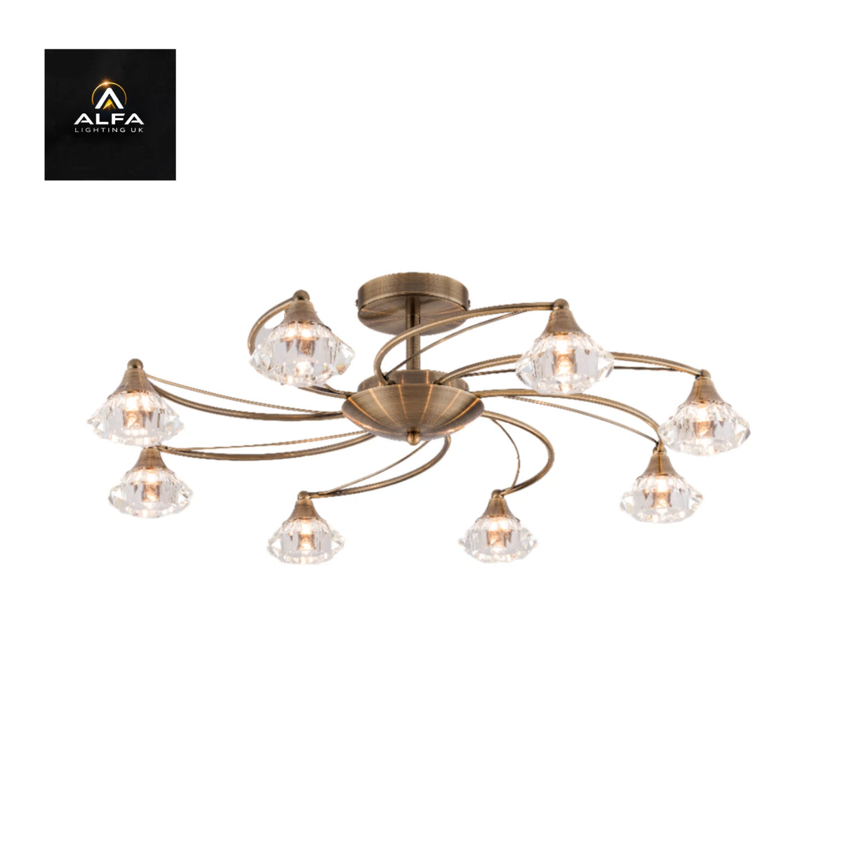 Bravo Lighting | BL12814 | RADLEY | 8 Light Semi Flush | Antique Brass - CLEARANCE