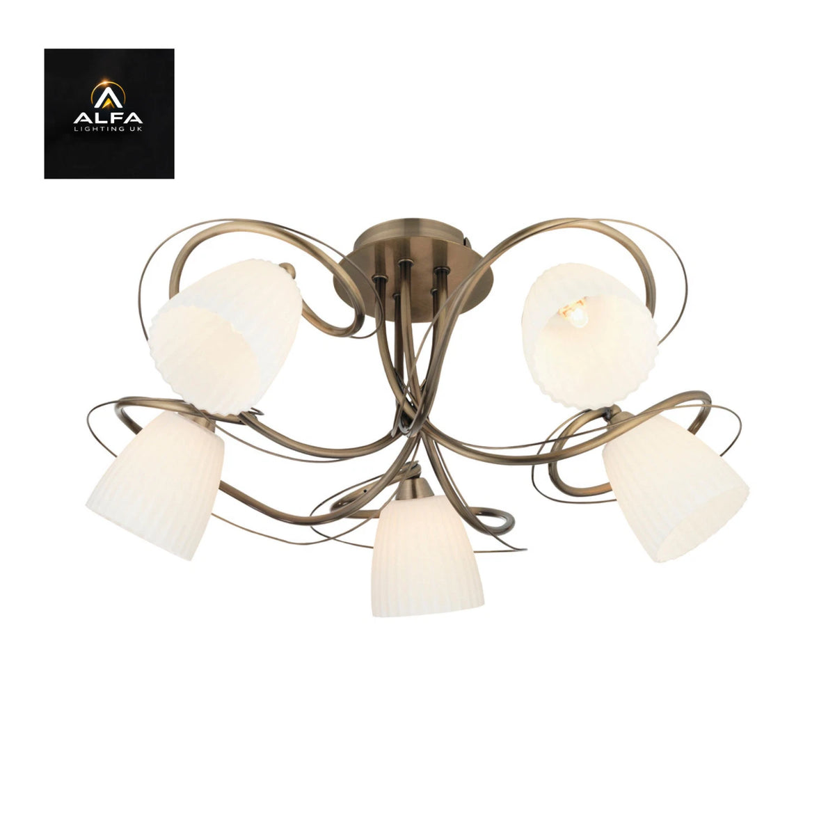 Oaks Lighting | LEKE Range | 6259/5 AB | 5-Light Ceiling Light - CLEARANCE
