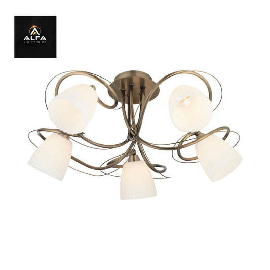Oaks Lighting | LEKE Range | 6259/5 AB | 5-Light Ceiling Light - CLEARANCE