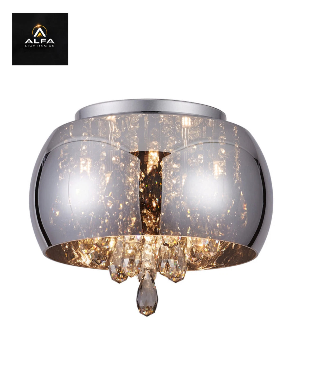 Bravo Lighting | BL14201 - NERO | 6 Light Flush | Smoked Shade & Clear Crystal - CLEARANCE