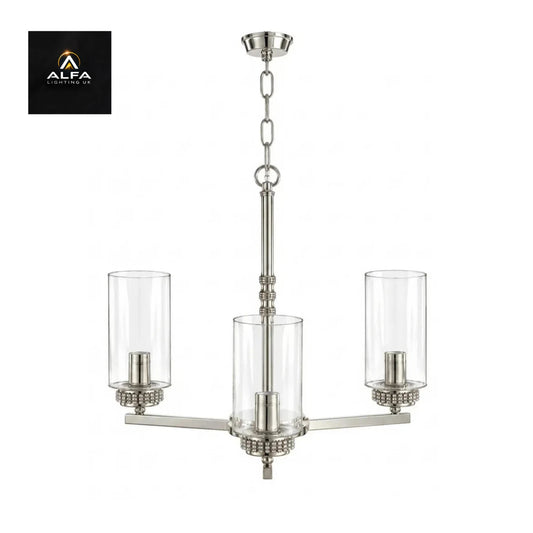LIGHT | SH7309 | Darla | 3 x E14 | Pendant/Semi Flush Ceiling Light | Polished Nickel - CLEARANCE
