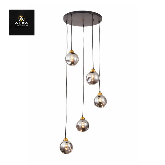 Bravo Lighting | BL14004 | DALLAS | 5 Light Pendant | Black/Gold - CLEARANCE