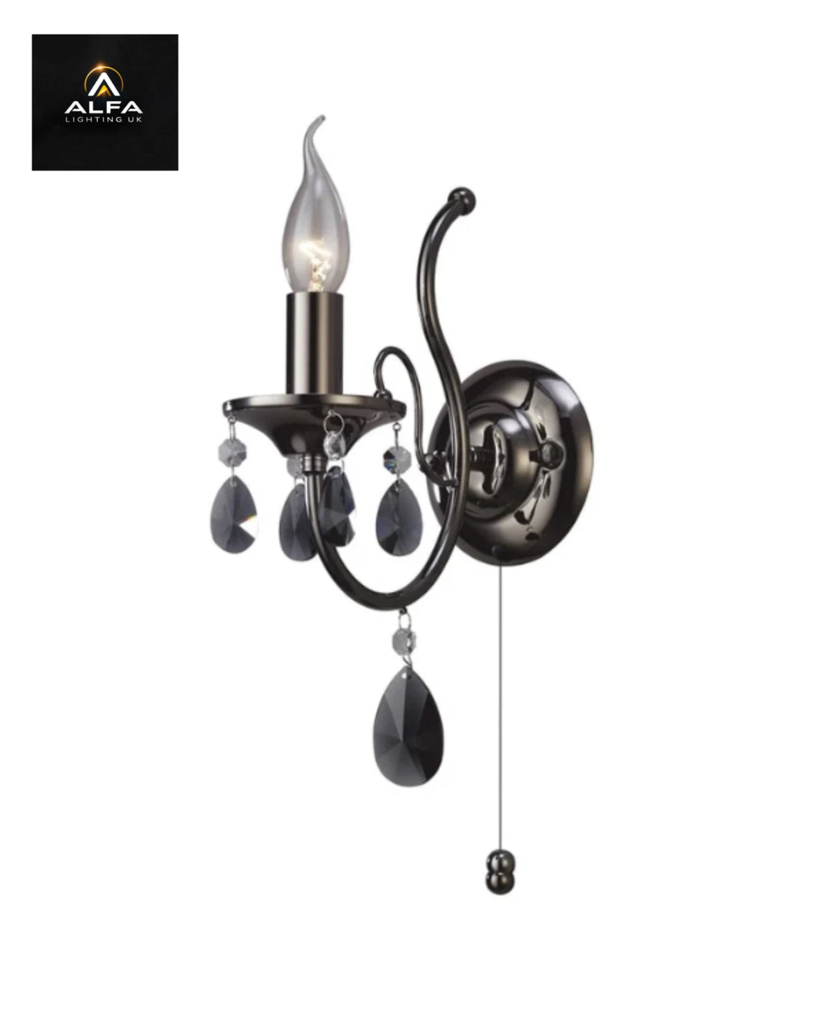 Diyas | IL30901 | Luna | Single Wall Light | Black Chrome with Crystal - CLEARANCE