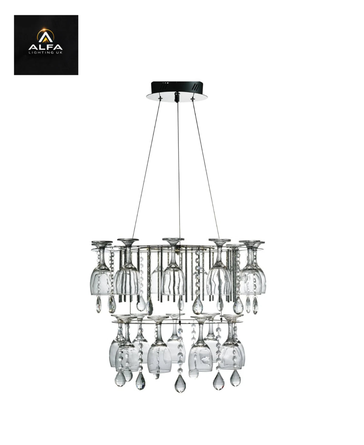 Searchlight Vino | Two Tier Round Modern Chrome Pendant Light | 51521CC - CLEARANCE