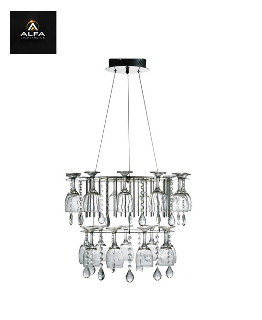 Searchlight Vino | Two Tier Round Modern Chrome Pendant Light | 51521CC - CLEARANCE