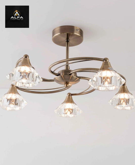 Bravo Lighting | BL12805 | RADLEY | 5 light Semi-FLush | Antique Brass - CLEARANCE