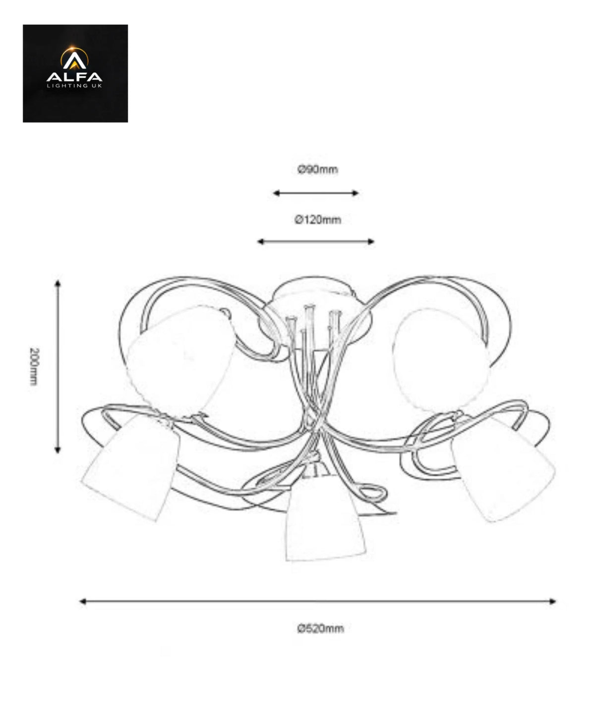 Oaks Lighting | LEKE Range | 6259/5 CH | 5 Light Ceiling Light - CLEARANCE