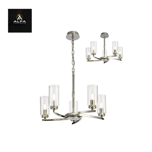 LIGHT | SH7310 |  Darla | 5 x E14 | Pendant/Semi Flush Ceiling Light | Polished Nickel - CLEARANCE