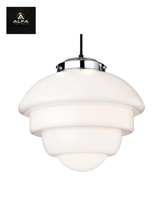 FIRSTLIGHT | Art Deco | Pendant in Chrome with Opal Glass | 4947CH - CLEARANCE