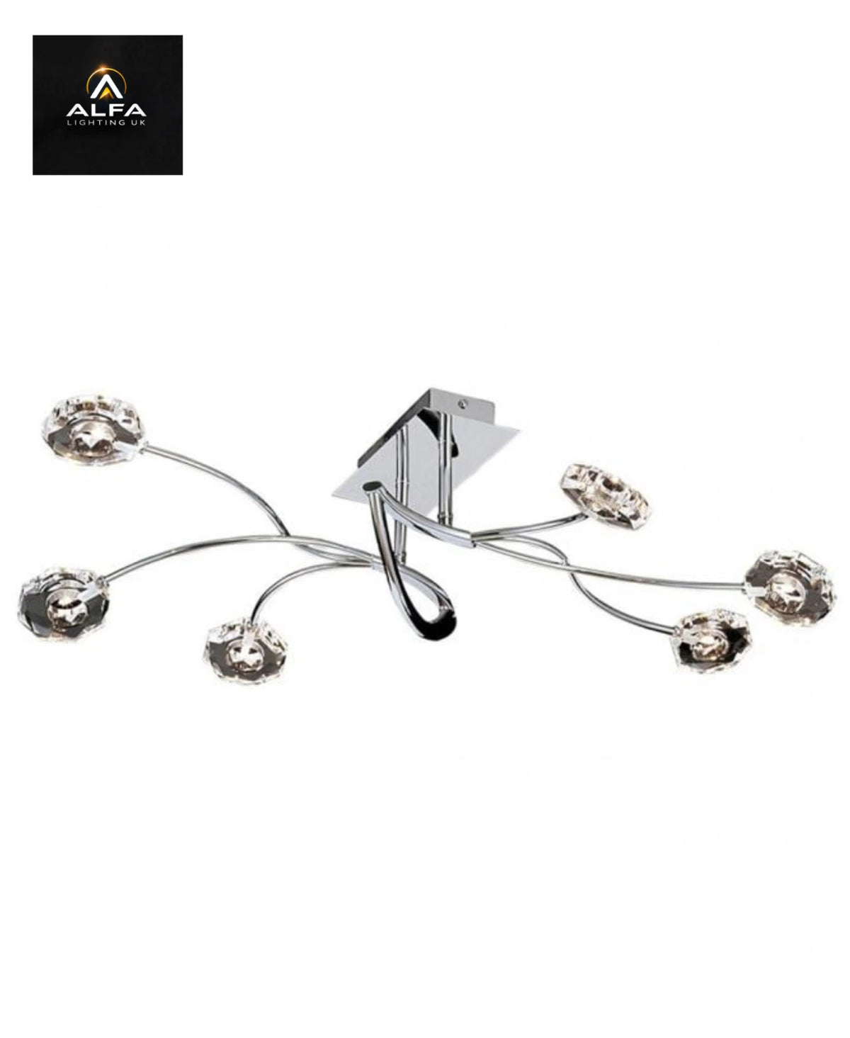 Diyas | IL50226 | Izona | Semi Flush Ceiling | 6 Light G4 | Polished Chrome - CLEARANCE
