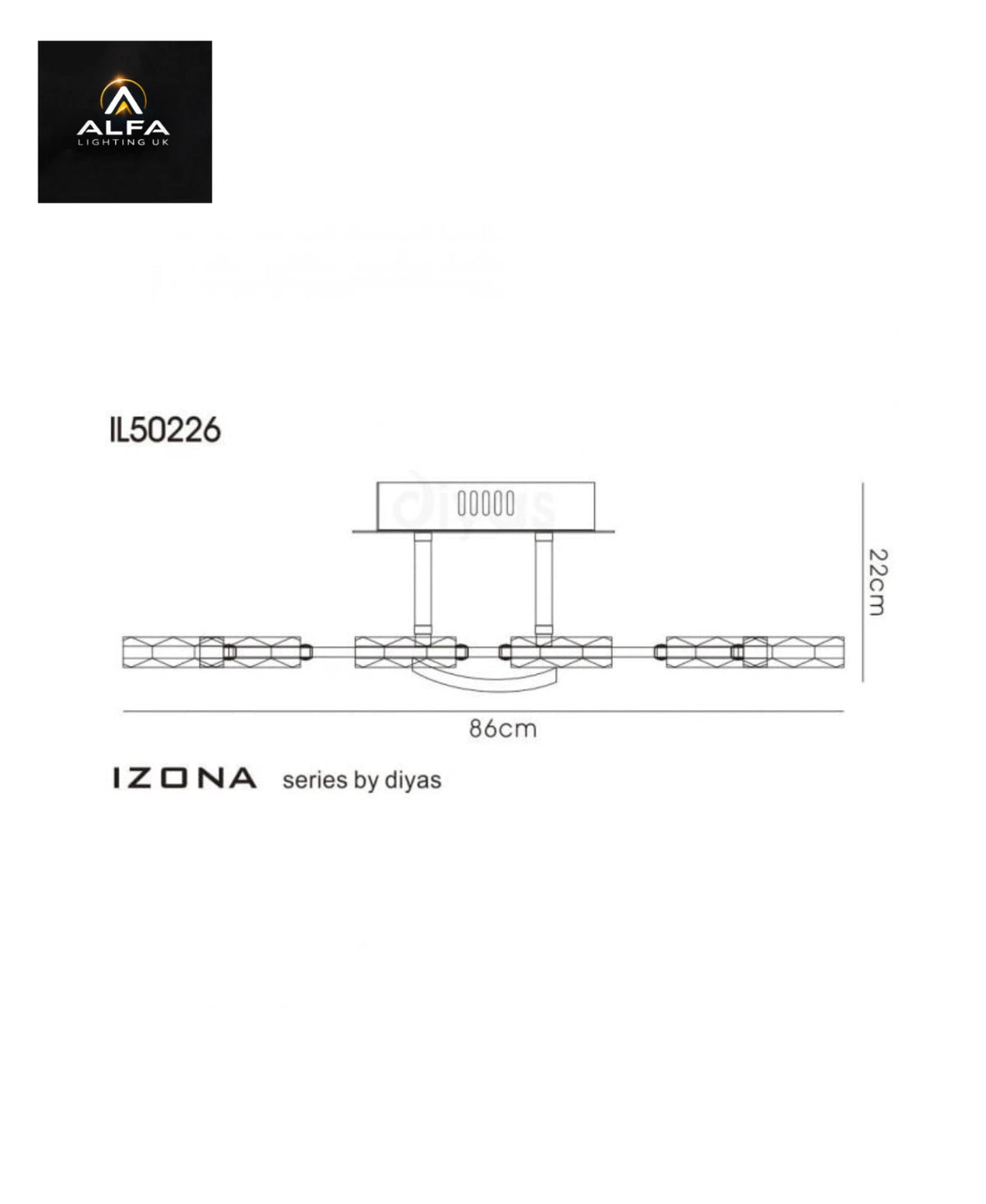 Diyas | IL50226 | Izona | Semi Flush Ceiling | 6 Light G4 | Polished Chrome - CLEARANCE