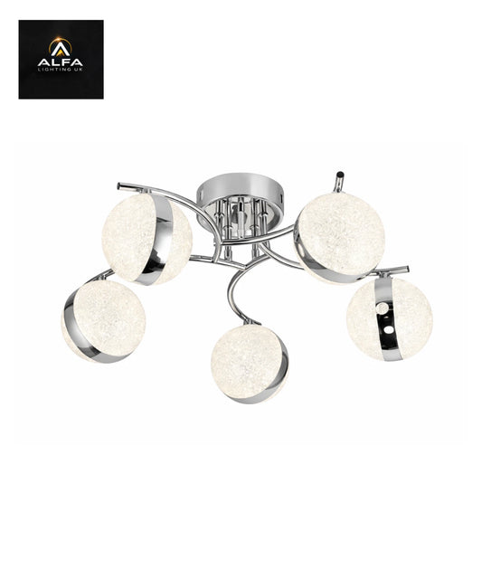 Bravo Lighting | 1168 | 5 Light LED | Semi Flush Ceiling Light | Polished Chrome - CLEARANCE