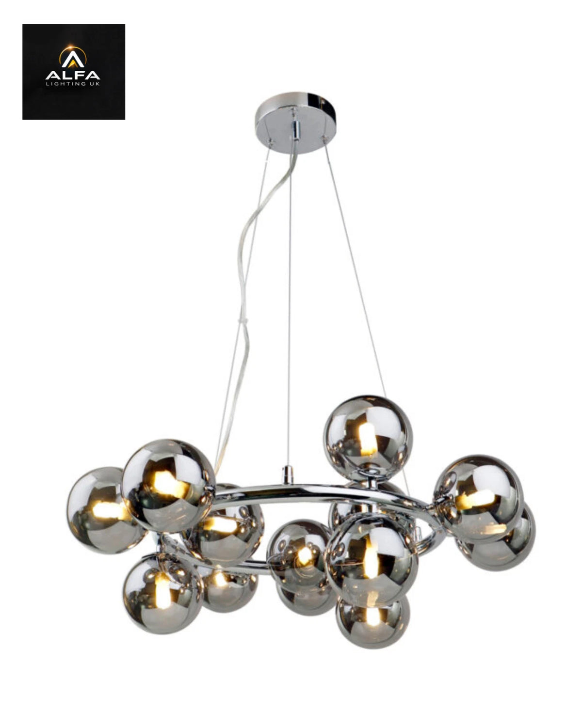 Bravo Lighting | BL13707 | BOLLA | 15 Light Pendant | Chrome & Smoked Glass - CLEARANCE