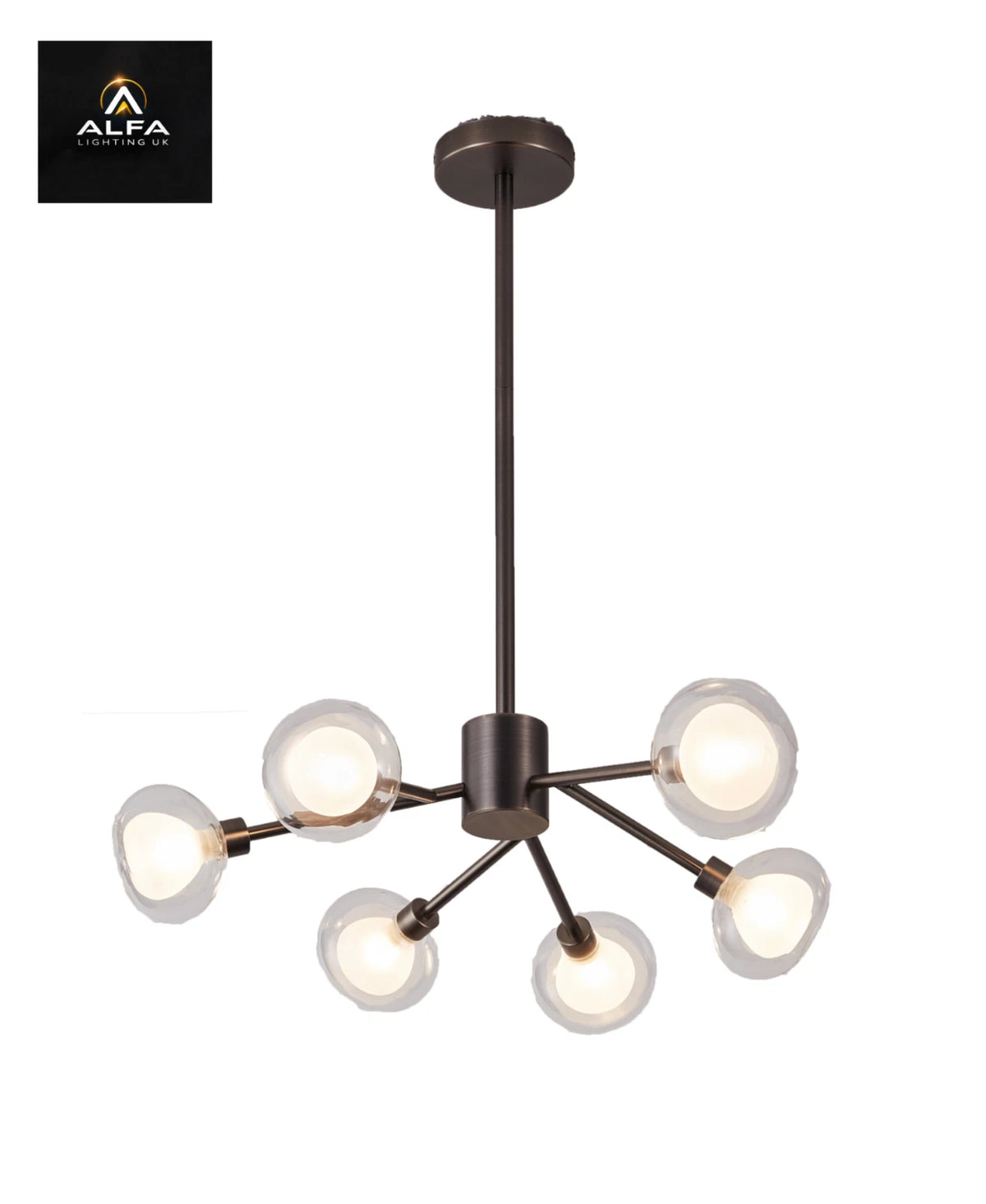 Bravo Lighting | BL14601P | LUA | 6 Light Semi Flush | Pewter Ceiling Light - CLEARANCE