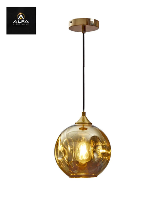 Bravo Lighting | 1112 - MARS | 1 Light Pendant | Antique Brass | Champagne - CLEARANCE