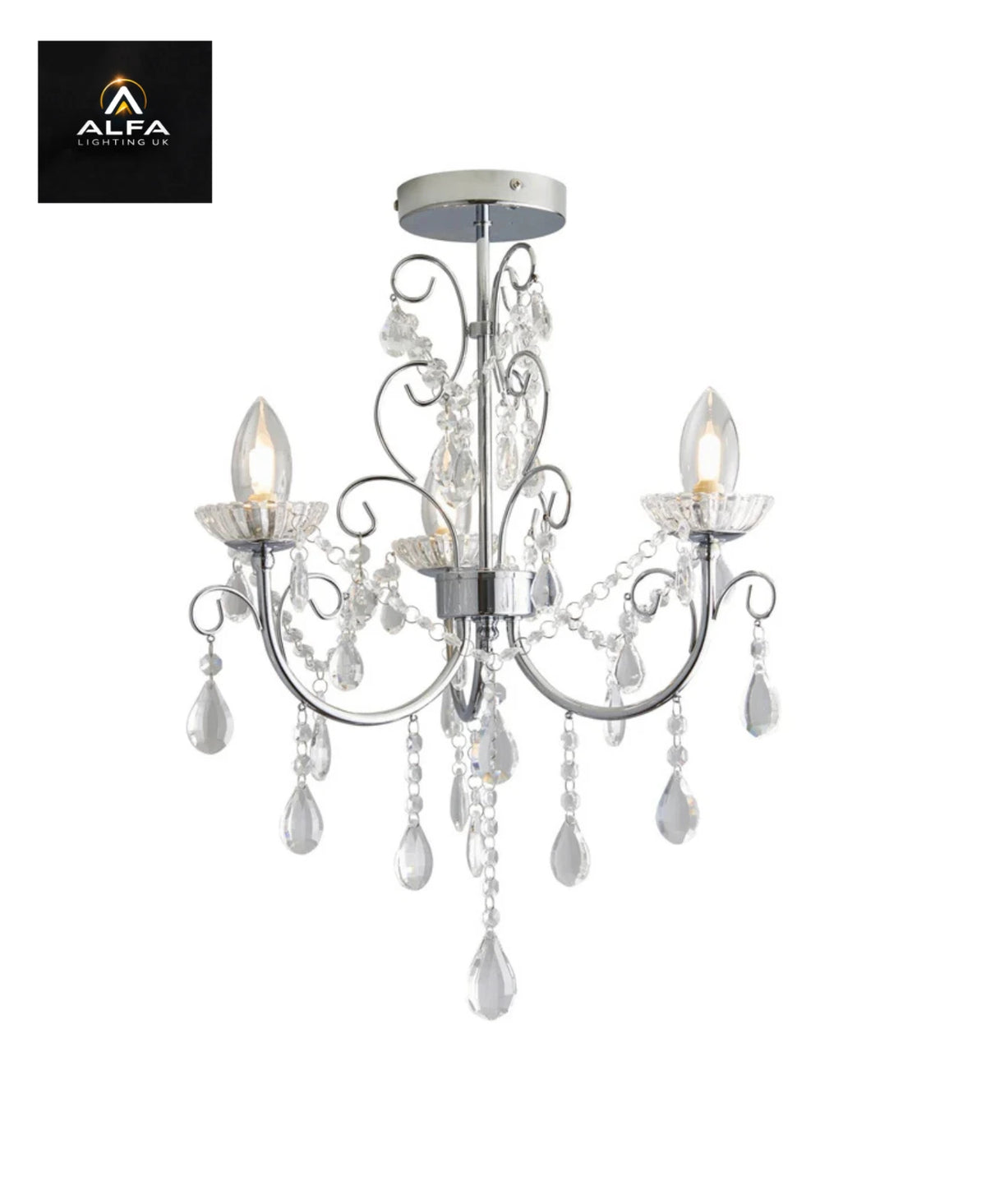Endon Lighting | 61251 | Tabitha Clear Crystal | Semi-Flush Ceiling Light - CLEARANCE