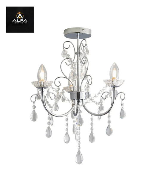 Endon Lighting | 61251 | Tabitha Clear Crystal | Semi-Flush Ceiling Light - CLEARANCE