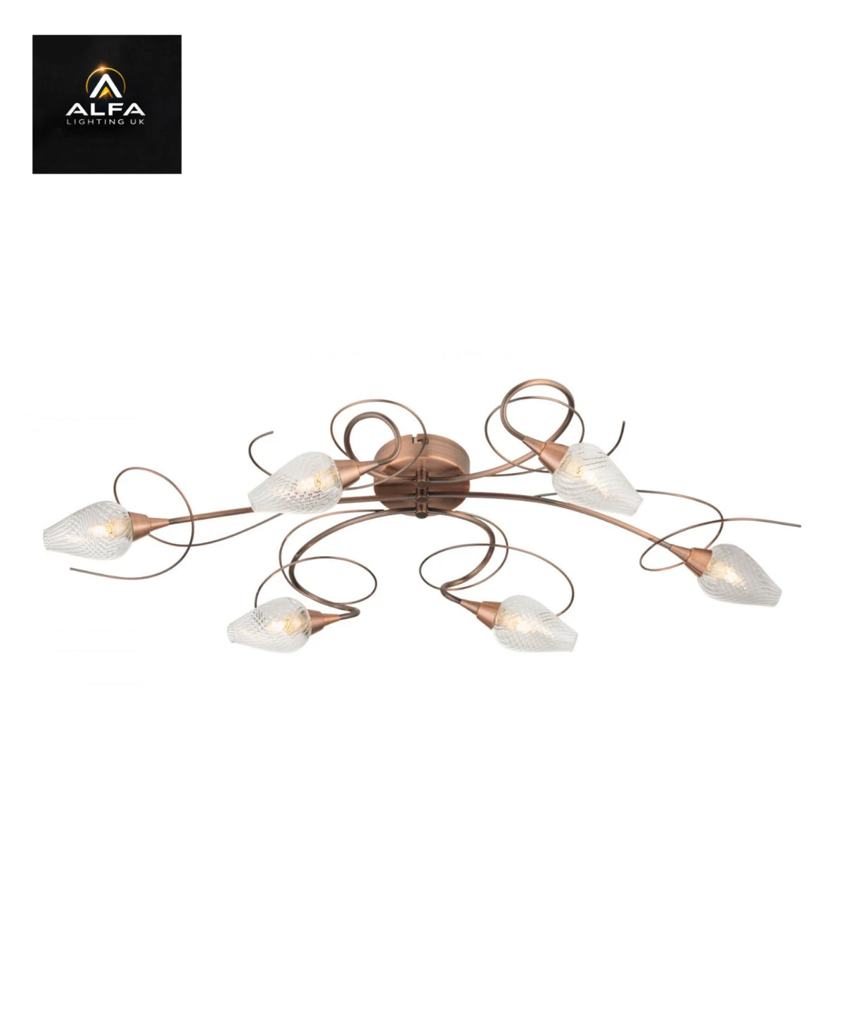 Oaks Lighting | Lugh Range | 1602/6 CU | Copper | 6 light ceiling light - CLEARANCE