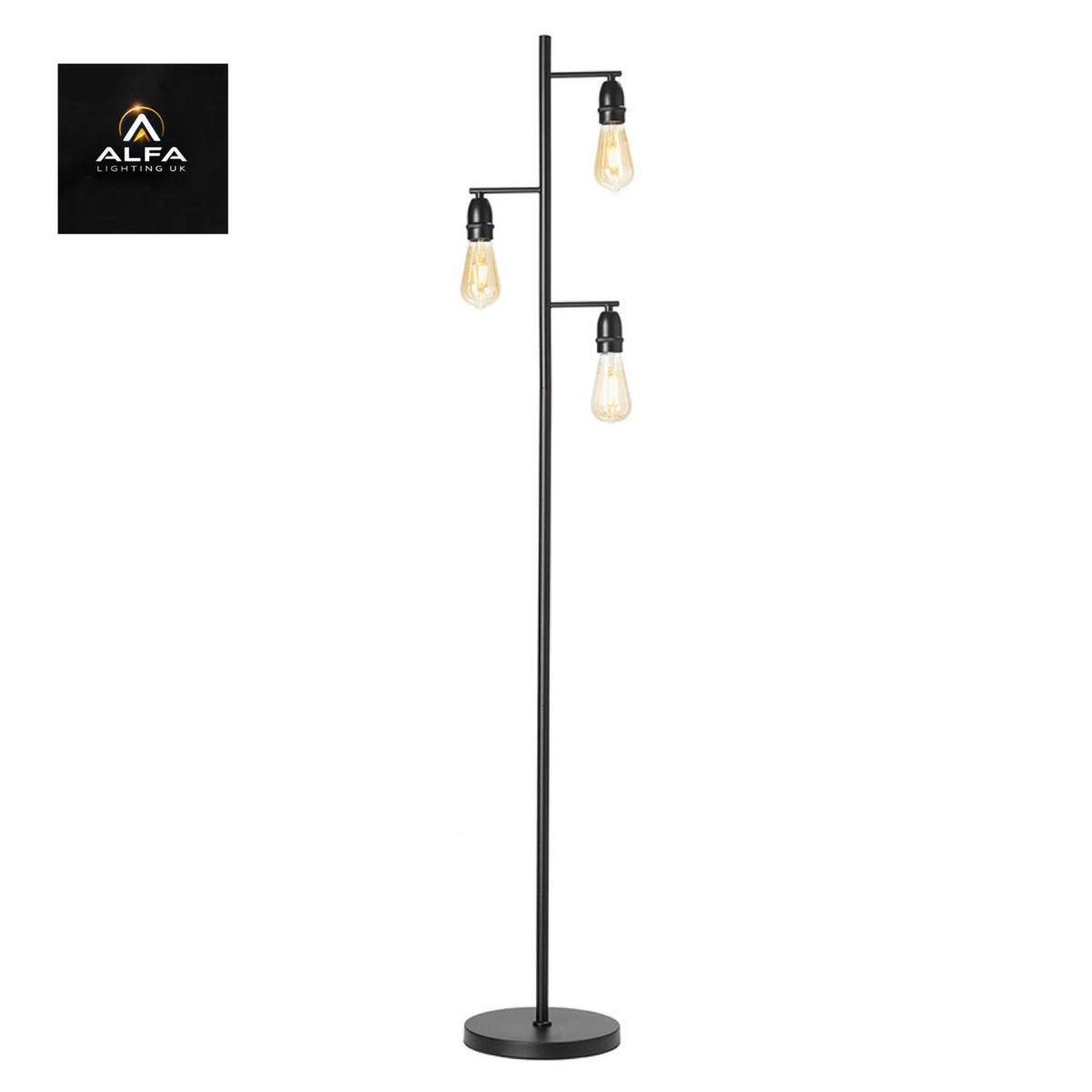 Oaks Lighting | Graz Range | 5112/3 FL BK | Floor lamp - CLEARANCE