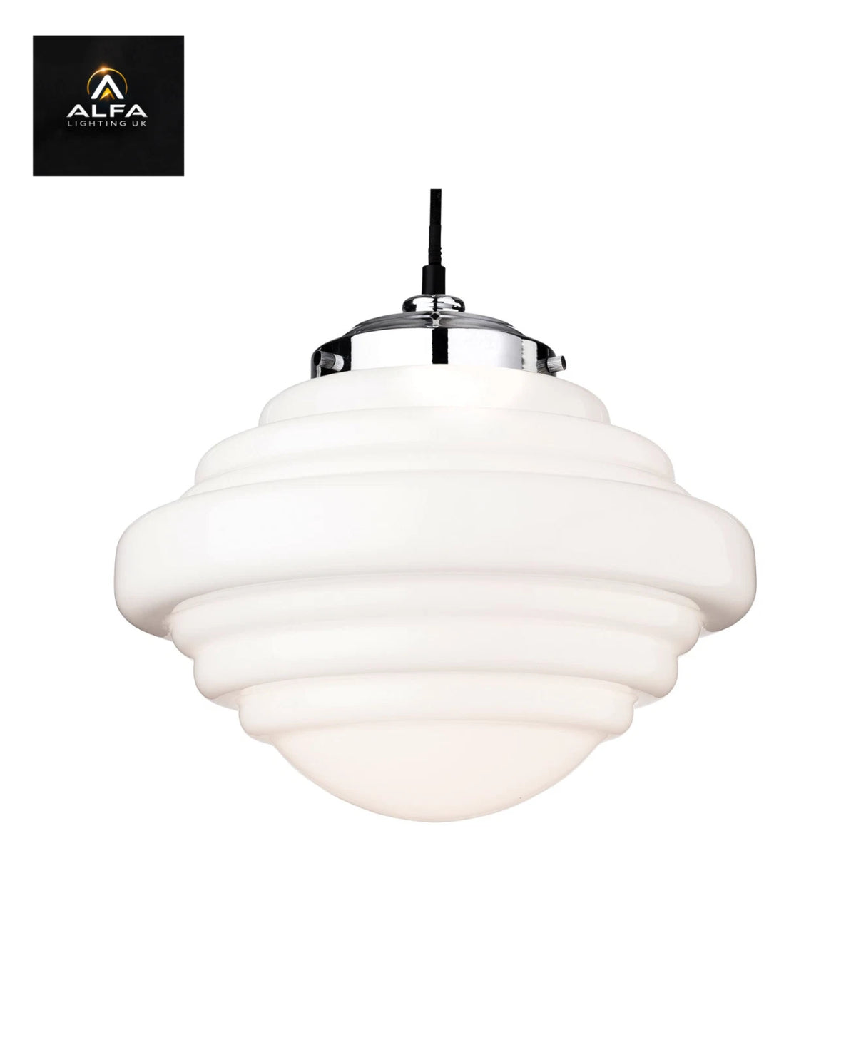 FIRSTLIGHT | Art Deco | Pendant Light | 4948CH | Chrome with Opal Glass - CLEARANCE