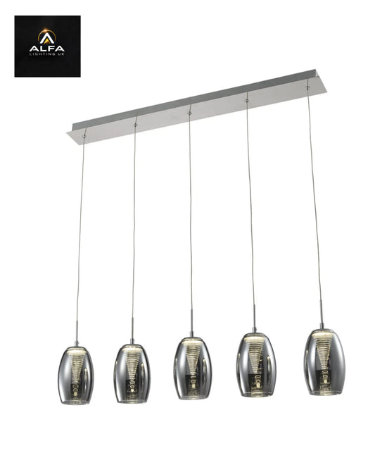 Bravo Lighting | BL13310S | COMO 5 Light LED Pendant Bar | Smoked - CLEARANCE